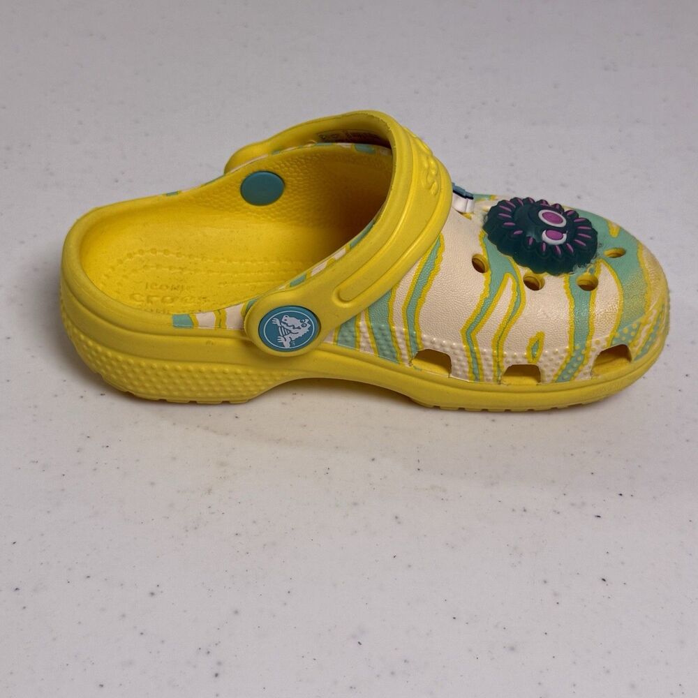 Crocs Shoes Yellow Size Child 9 Clog Sandals Unisex Kids Jibbitz Zebra Animal - Picture 3 of 8